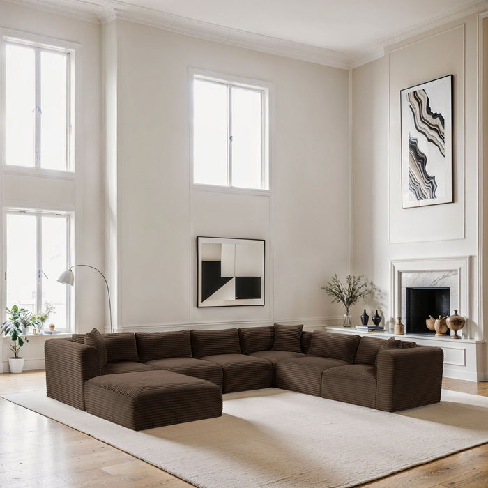 Shaggy - 7 Piece Modular U-Shaped Sectional With Ottoman - Simple Home Plus