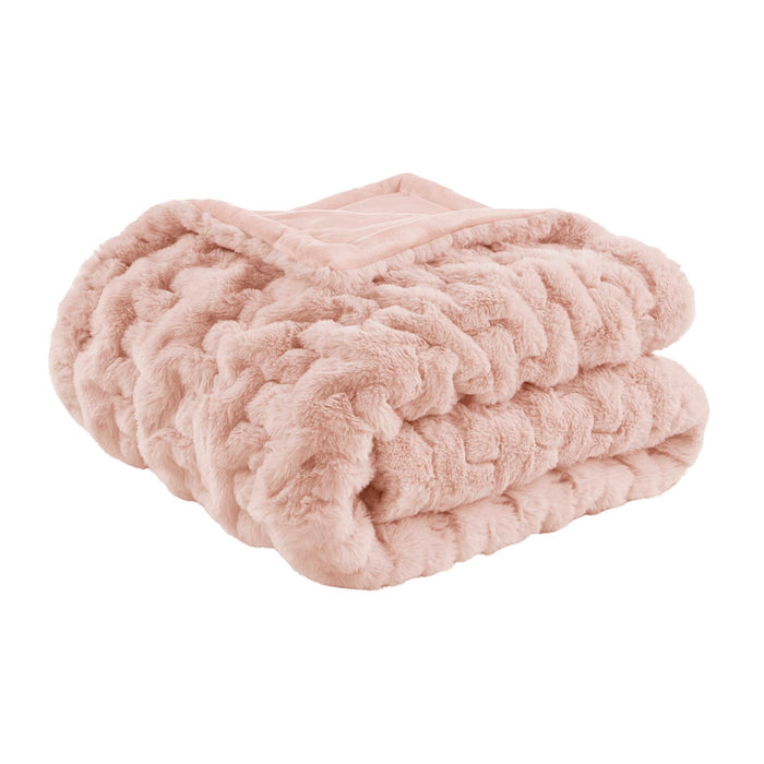 Ruched Fur - Ruched Throw - Blush - Simple Home Plus