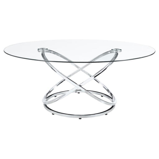 Warren - 3 Piece Oval Glass Top Coffee Table Set - Chrome - Simple Home Plus