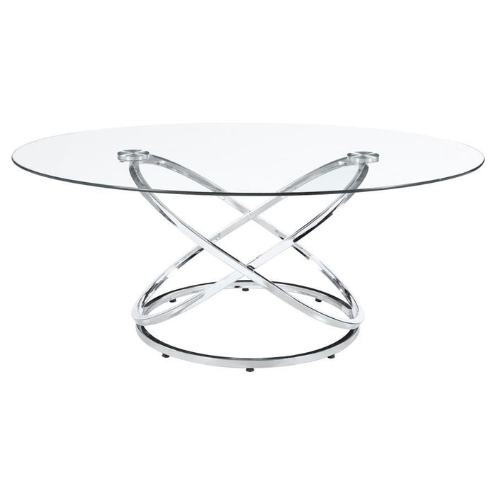 Warren - 3 Piece Oval Glass Top Coffee Table Set - Chrome - Simple Home Plus