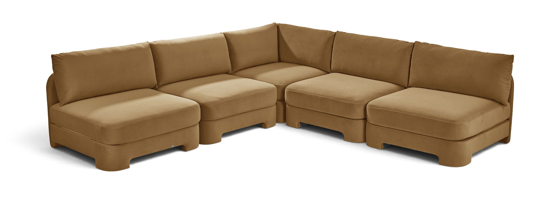 Hammond - Velvet Performance Fabric Upholstered 5 Piece Armless Sectional - Simple Home Plus
