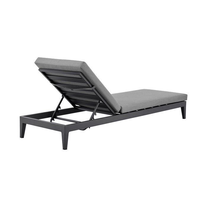 Menorca - Outdoor Patio Adjustable Chaise Lounge Chair In Aluminum With Gray Cushions - Simple Home Plus