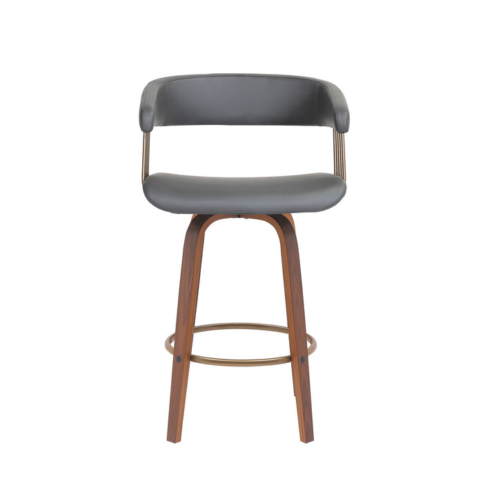 Topanga - Swivel Walnut Wood Stool - Simple Home Plus