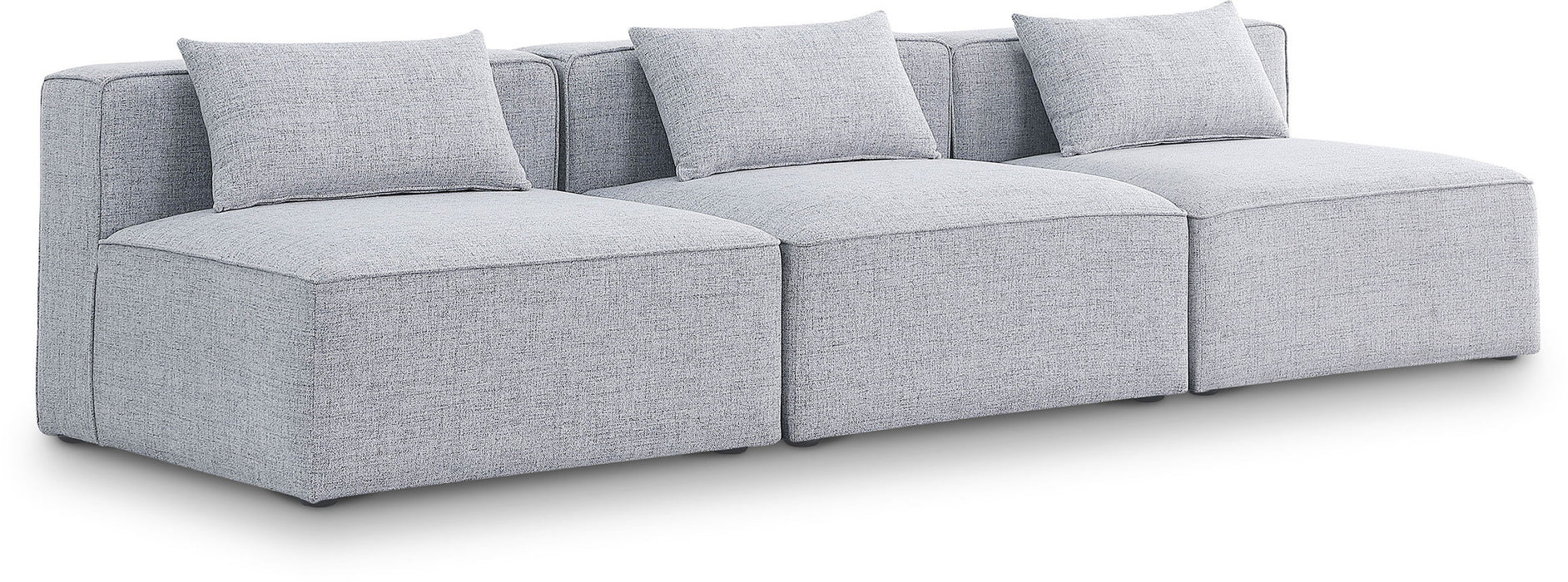 Cube - Linen Modular 3 Seat Armless Sofa - Simple Home Plus