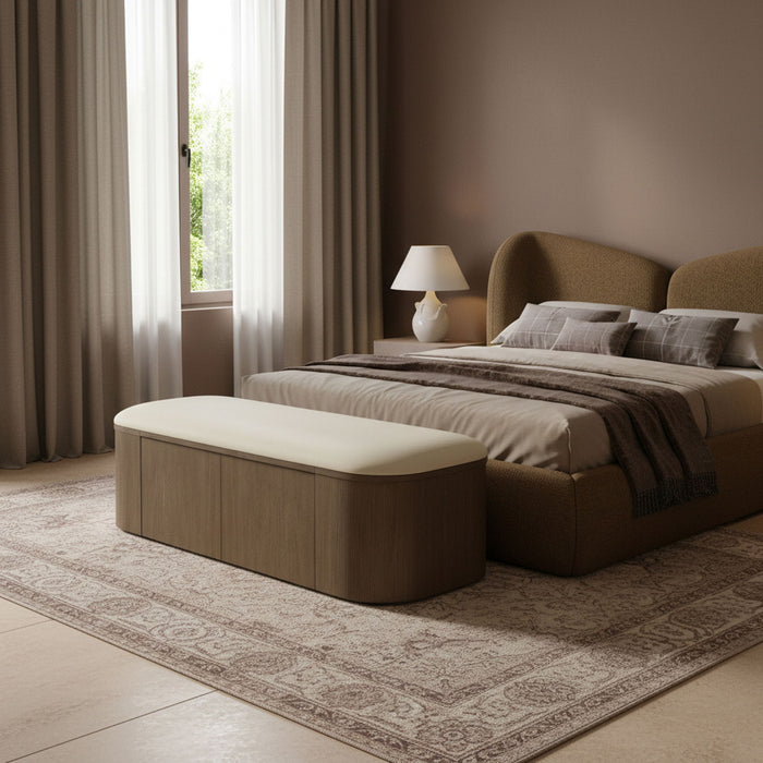 Velden - Upholstered Storage Bench With Stained Brown Base - Simple Home Plus