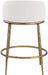 Ferro - Linen Textured Performance Fabric Upholstered Counter Stool - Cream / Brushed Gold - Simple Home Plus