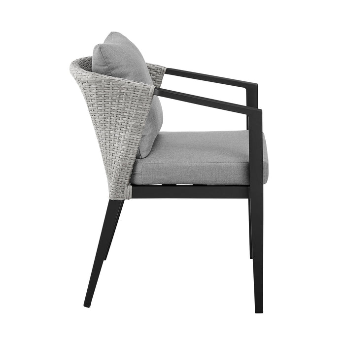 Palma - Outdoor Patio Dining Chairs In Aluminum And Wicker With Gray Cushions - (Set Of 2) - Simple Home Plus