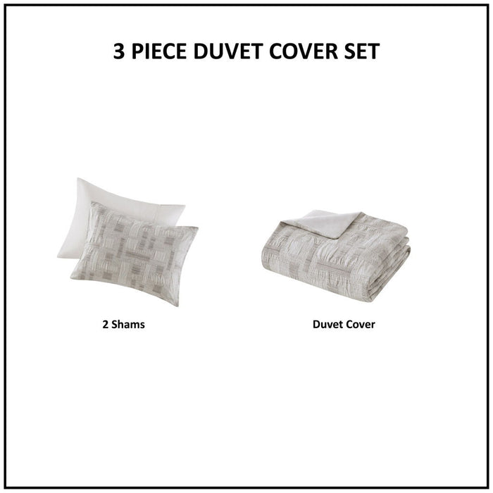 Cairo - 3 Piece King/California King Duvet Set - Ivory - Simple Home Plus