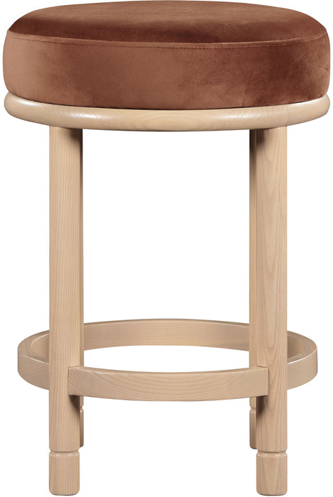 Monette - Counter Stool With Natural Base - Cognac - Simple Home Plus
