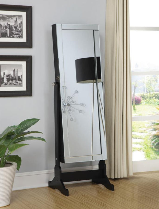 Cortez - Cheval Mirror With Jewelry Storage - Black - Simple Home Plus