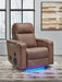 Lorrenton - Glider Power Recliner With Audio System - Caramel - Simple Home Plus