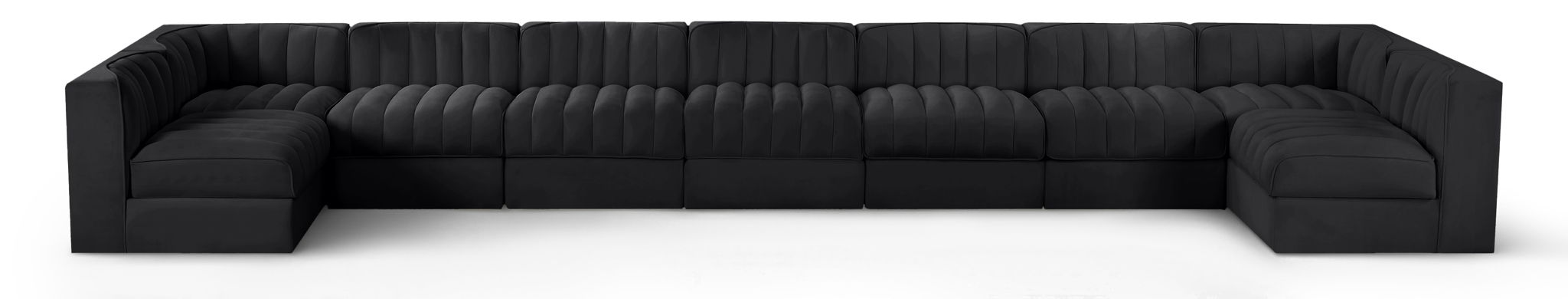 Rummi - Armless Velvet Performance Fabric Upholstered 9 Piece Modular Sectional - Simple Home Plus