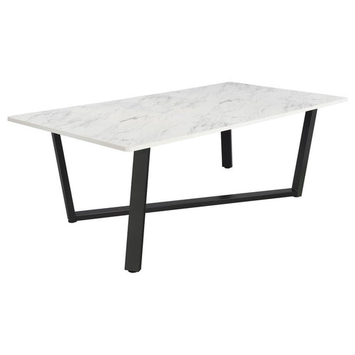 Mayer - Rectangular Faux Marble Dining Table - White - Simple Home Plus