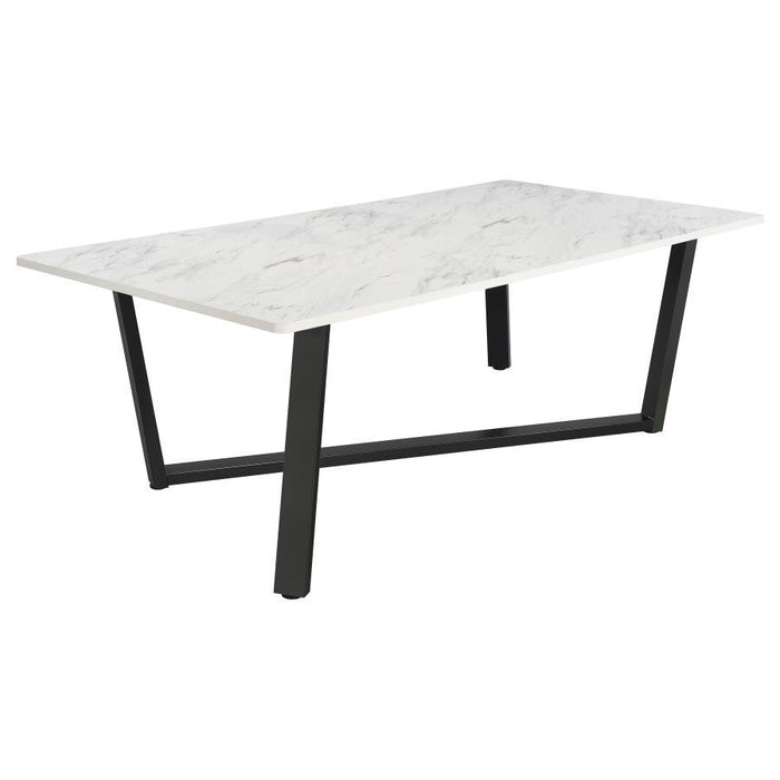 Mayer - Rectangular Faux Marble Dining Table - White - Simple Home Plus