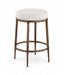 Ferro - Linen Textured Performance Fabric Upholstered Backless Counter Stool - Cream / Brushed Bronze - Simple Home Plus