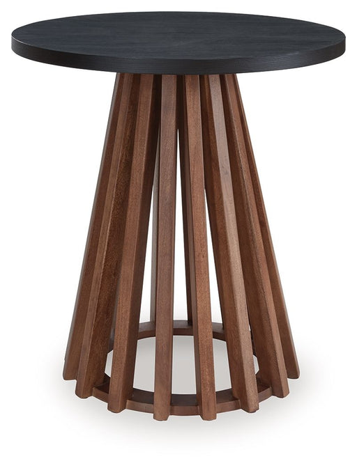 Kallari - Warm Brown / Black - Round End Table - Simple Home Plus