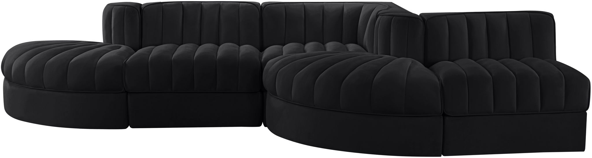 Rummi - Rounded Velvet Performance Fabric Upholstered 5 Piece Modular Sectional - Simple Home Plus