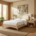 Santos - Vegan Leather Headboard And Wood Bed - Waxed Natural Frame - Simple Home Plus