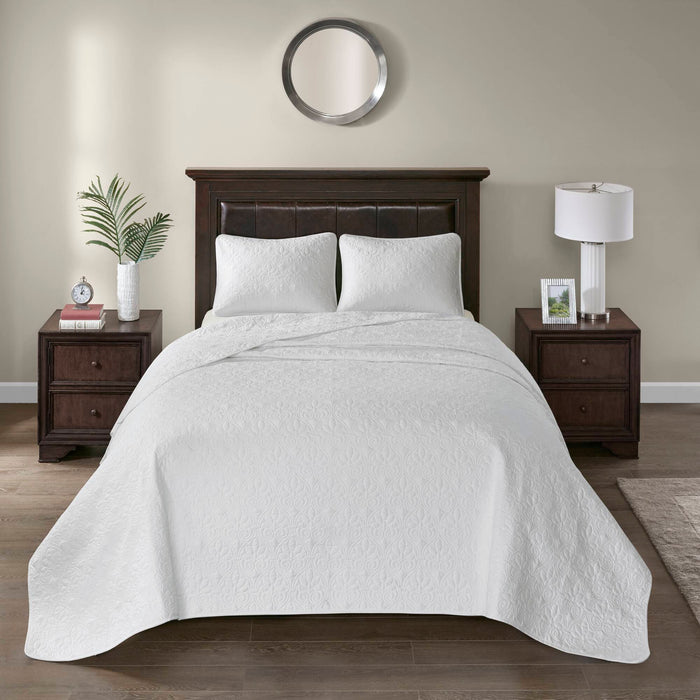 Quebec - Twin Reversible Bedspread Set - White - Simple Home Plus