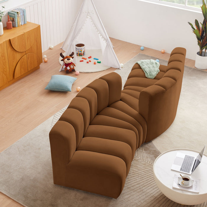 Arc - Velvet 4 Piece Sofa - Saddle - Simple Home Plus