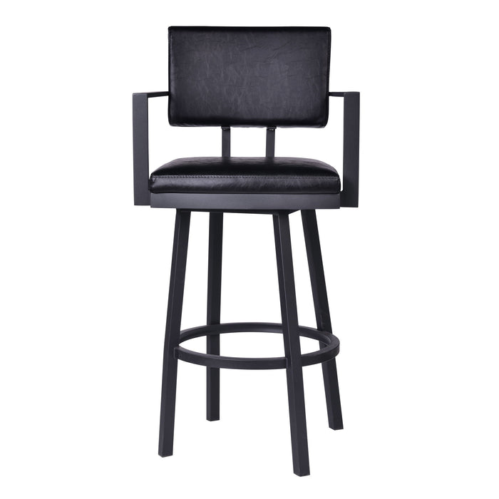 Balboa - 26" Counter Height Swivel Bar Stool With Arms - Vintage Black - Simple Home Plus