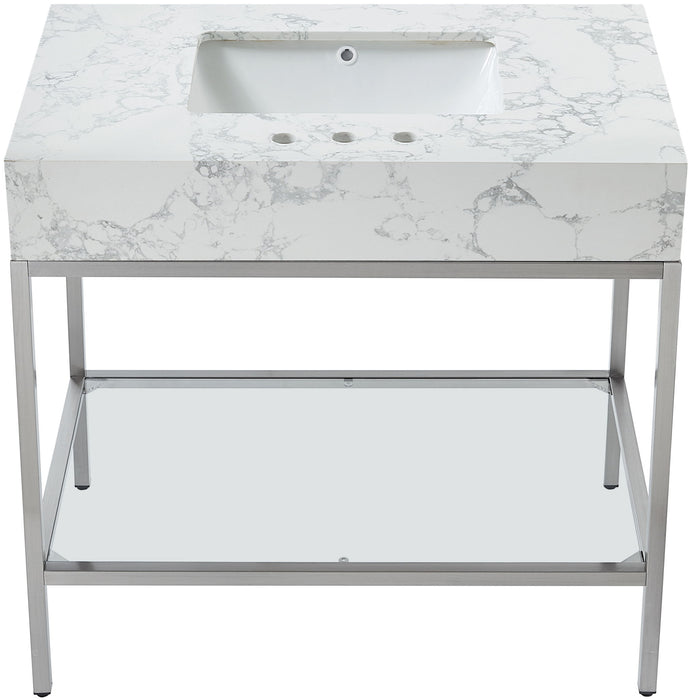 Marmo - Engineered Marble Bathroom Vanity With Chrome Base - Simple Home Plus