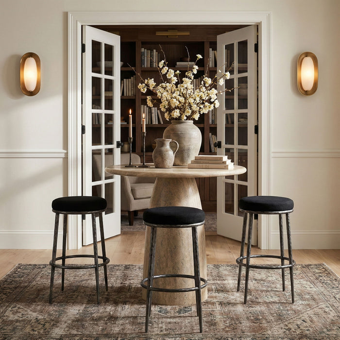 Ferro - Performance Fabric Upholstered Backless Bar Stool - Antique Silver - Simple Home Plus