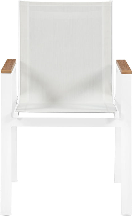 Nizuc - Outdoor Patio Dining Arm Chair With White Frame And Natural Arms (Set of 2) - Simple Home Plus