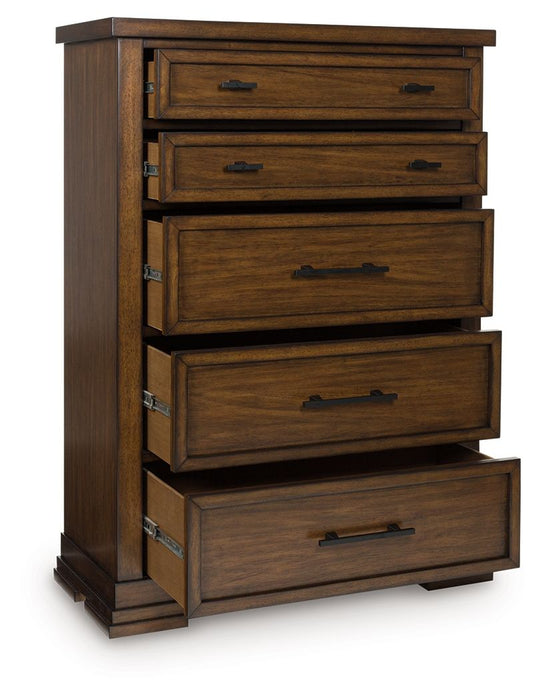Taffenbrook - Medium Brown - Five Drawer Chest - Simple Home Plus