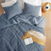 Kyla - Full/Queen Double Diamond Quilted Teddy Comforter Set - Blue - Simple Home Plus