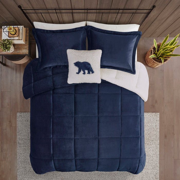 Alton - King Down Alternative Comforter Set - Navy / Ivory - Simple Home Plus