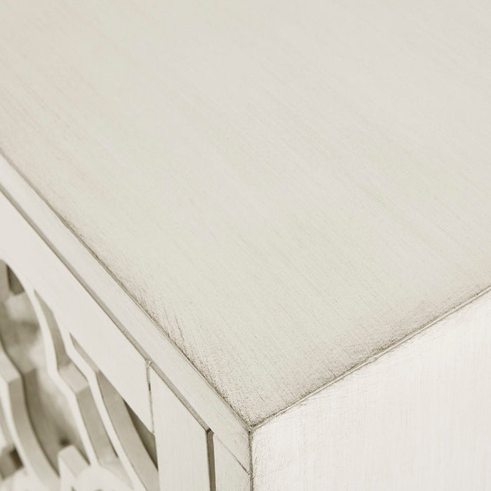 Verona - Dining Buffet Server Quaterfoil Design Kitchen Storage Cabinet With Mirrored Doors - Cream - Simple Home Plus