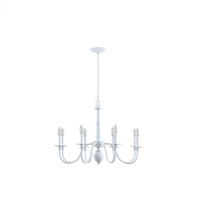 Amelia - 8-Light Traditional Metal Chandelier - Glossy White - Simple Home Plus