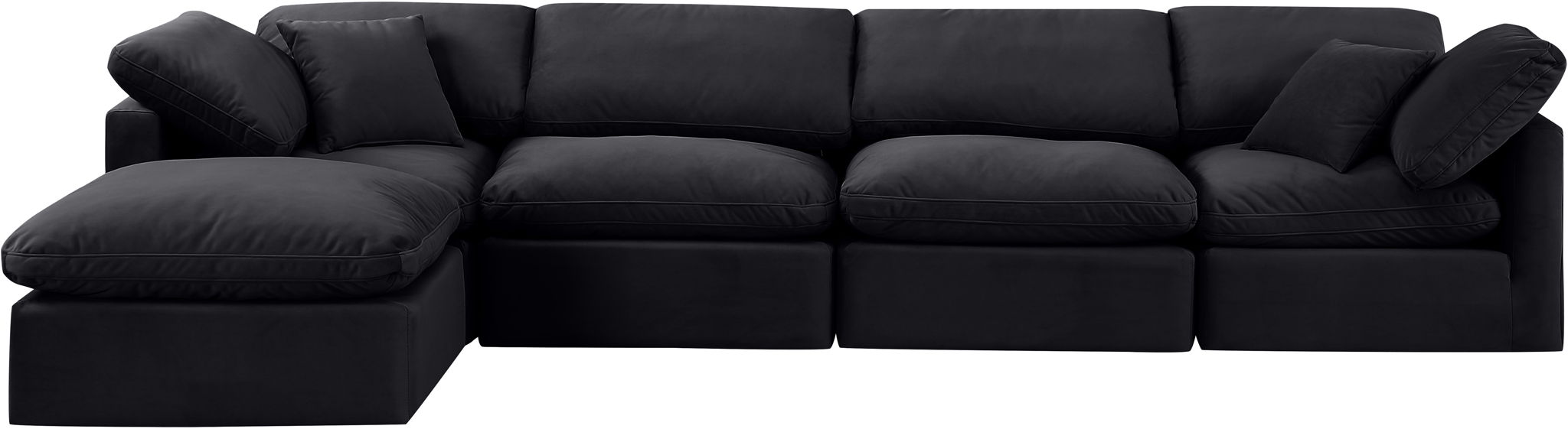 Indulge - Velvet 5 Piece Modular Sectional With Chaise - Simple Home Plus