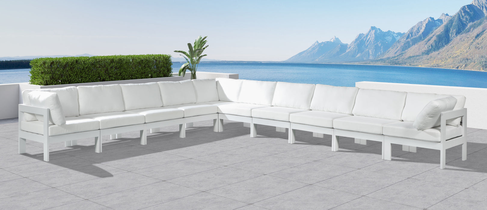 Nizuc - Outdoor Patio 10 Piece Modular Sectional With White Frame - Simple Home Plus