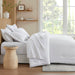 Logan - King Striped Comforter Set - White - Simple Home Plus
