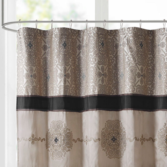 Donovan - Embroidered Shower Curtain - Black - Simple Home Plus