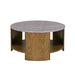 Keegan - Round Mixed Material Coffee Table With Shelf - Oak / Marble - Simple Home Plus