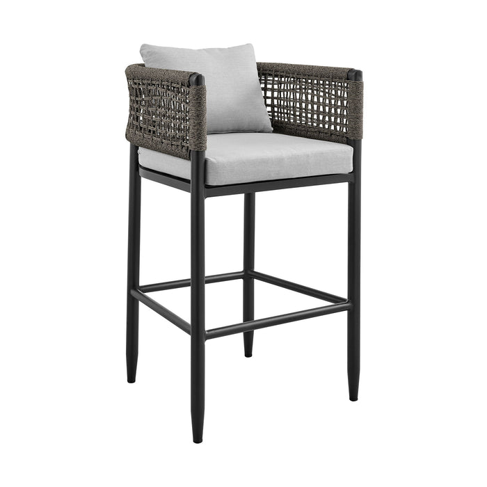 Alegria - Outdoor Patio 5-Piece Bar Table Set In Aluminum With Gray Rope And Cushions - Simple Home Plus