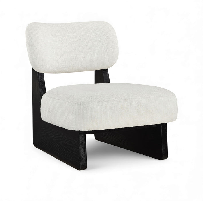 Vetra - Linen Textured Fabric Upholstered Accent Chair With Black Base - Simple Home Plus
