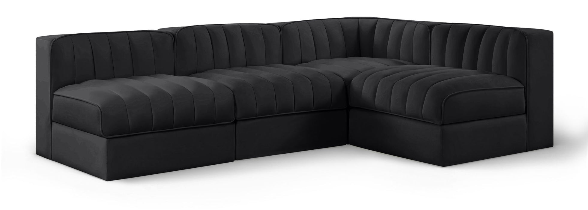 Rummi - Armless Velvet Performance Fabric Upholstered 4 Piece Modular Sectional - Simple Home Plus