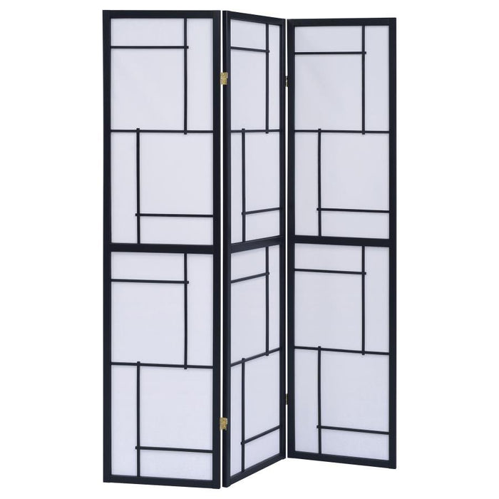 Damis - 3-Panel Room Divider Folding Shoji Screen - Black - Simple Home Plus