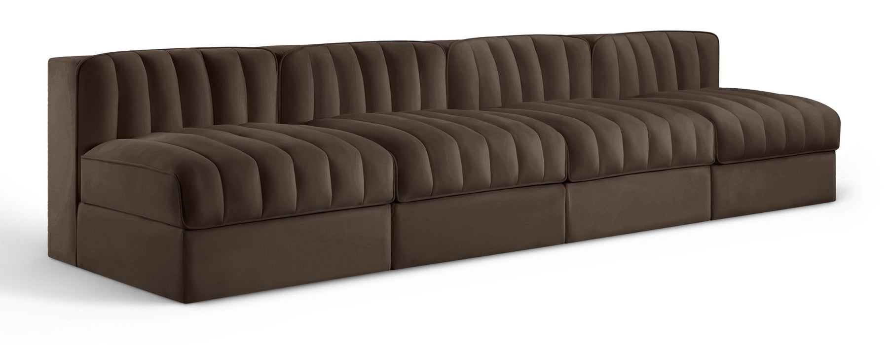 Rummi - Armless Velvet Performance Fabric Upholstered 4 Piece Modular Sofa - Simple Home Plus