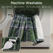 Print Plush To Sherpa - 50X60" Heated Throw - Green Plaid - Simple Home Plus