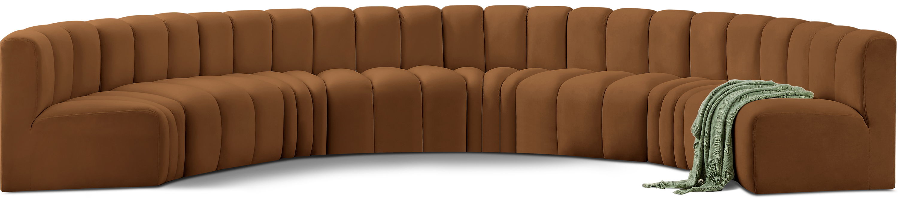 Arc - Velvet 8 Piece U-Shaped Modular Sofa - Saddle - Simple Home Plus