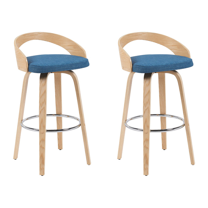 Sonia - Modern Swivel Bar Height Stool - Patterned Oak Wood Finish - Simple Home Plus