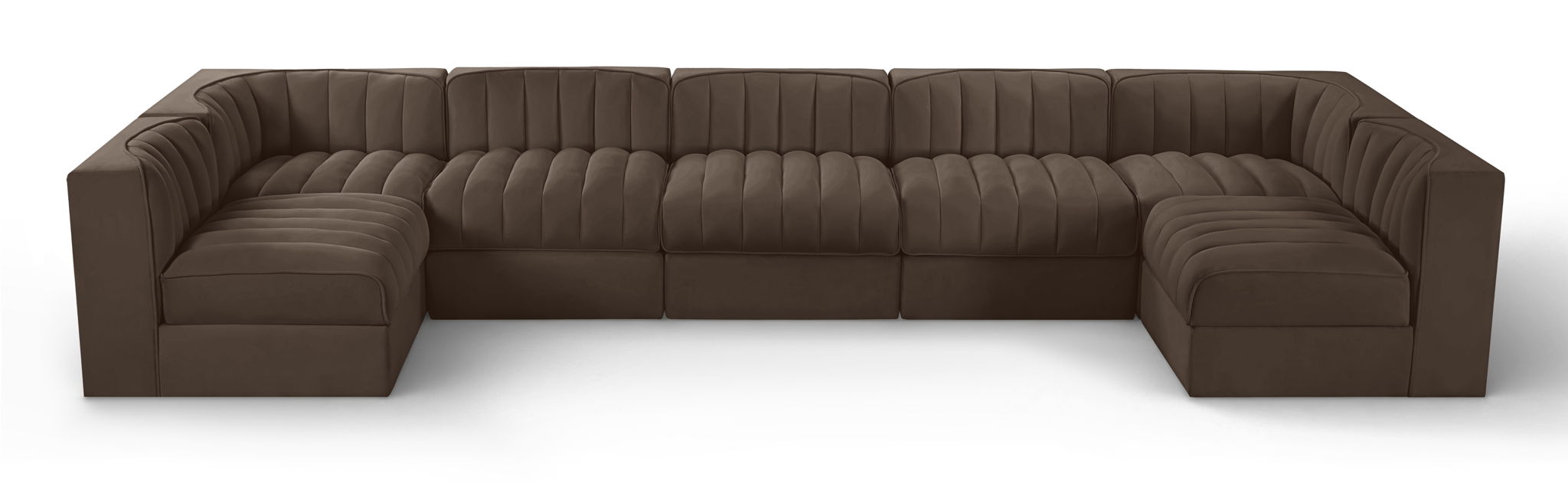 Rummi - Velvet Performance Fabric Upholstered 7 Piece Modular Sectional (With 2 Corner Chairs) - Simple Home Plus