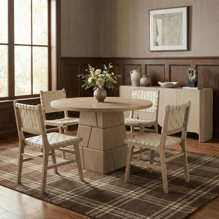 Entwine - Vegan Leather Upholstered Dining Chair - Painted Natural - Simple Home Plus
