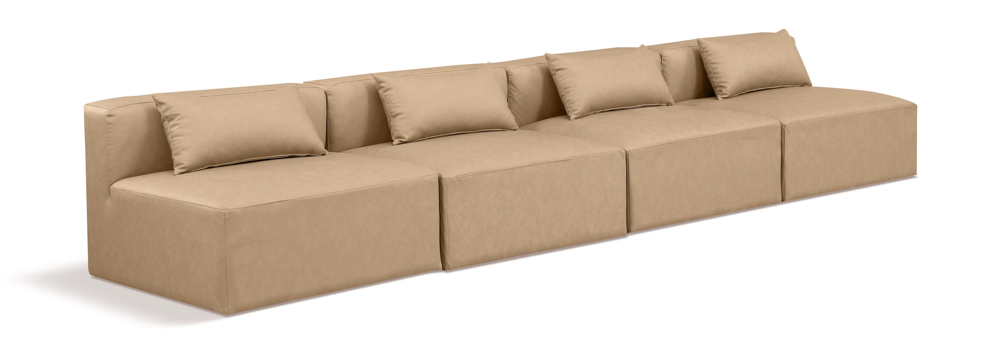 Cube - Modular 4 Seat Armless Sofa - Tan - Simple Home Plus