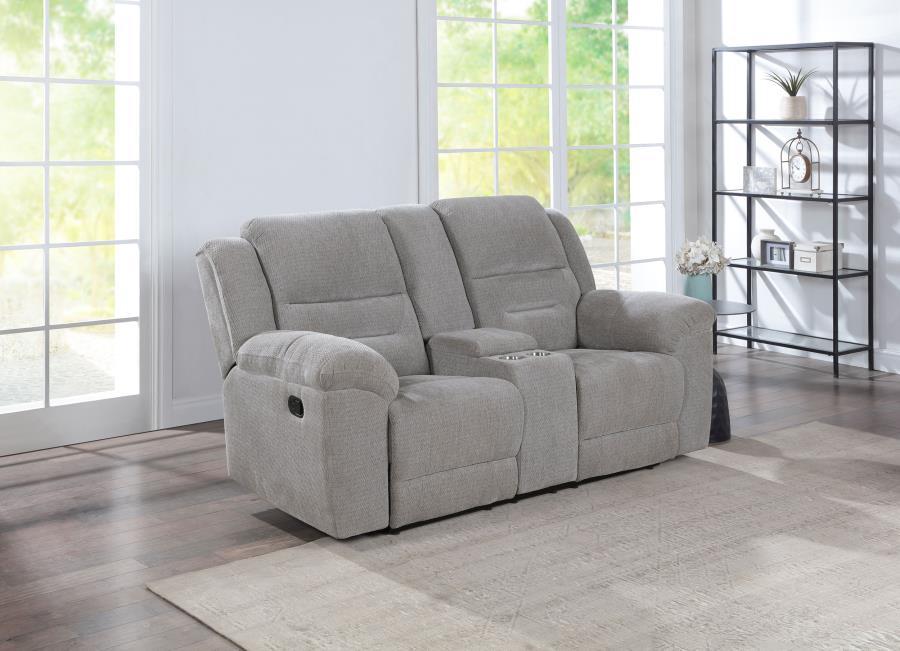 Gilson - Chenille Upholstered Reclining Loveseat - Gray - Simple Home Plus